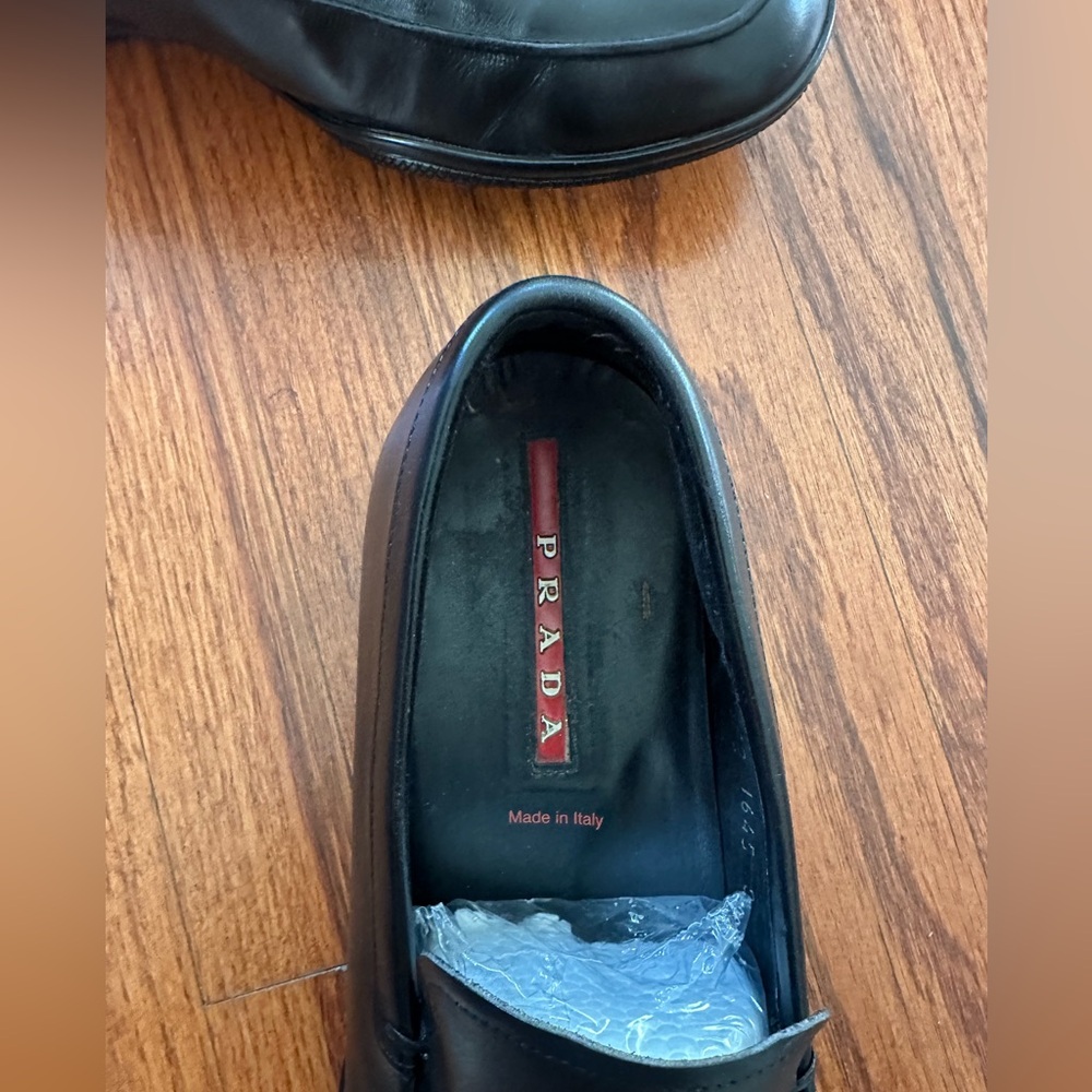 Prada Linea Rossa Black Leather Loafers - Picture 4 of 10